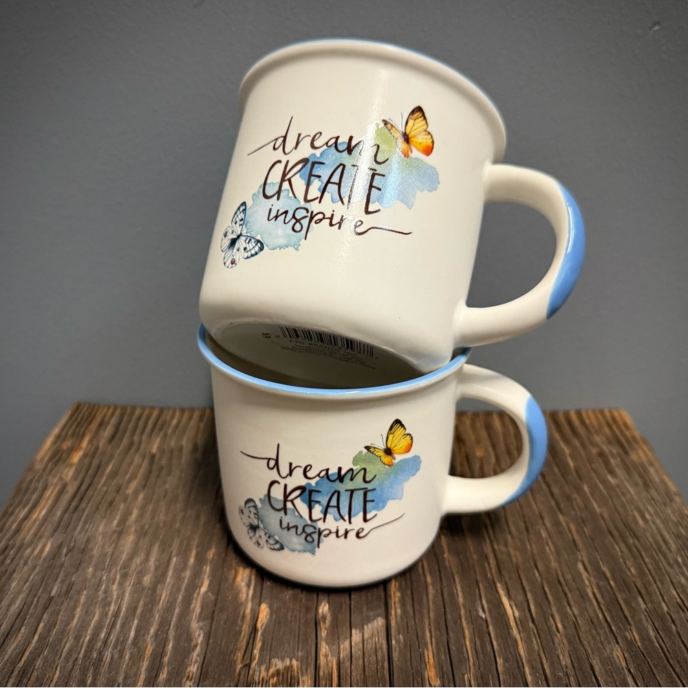 2 Inspirational “dream create inspire” Mugs.  NEW